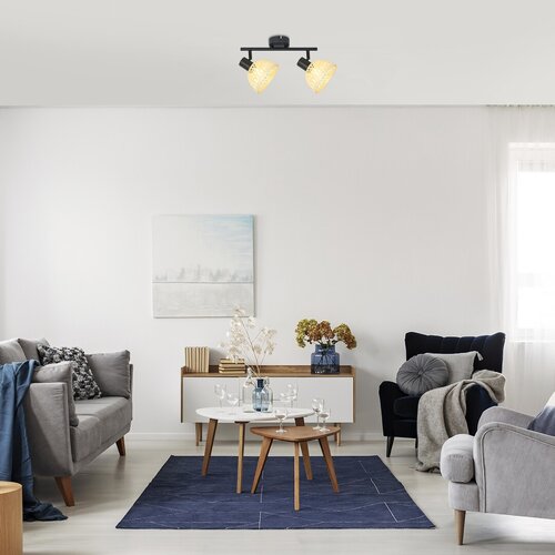 Spot Rattan, 2 x E14, negru
