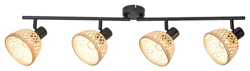 Spot Rattan, 4 x E14, negru mat