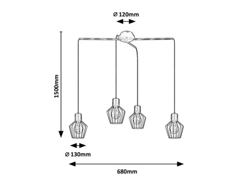Pendul Belano, 4 x E27, Negru