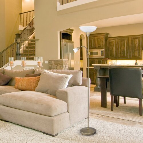 Lampadar Pearl Classic, 1 x E27 + 1 x E14, bronz