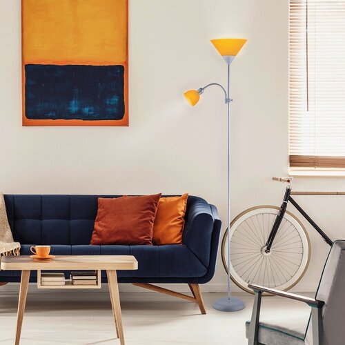 Lampadar Action, 1 x E27 + 1 x E14, argintiu
