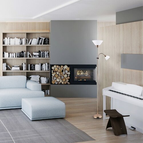 Lampadar Action, 1 x E27 + 1 x E14, bronz