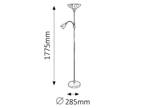 Lampadar Harmony, 1 x E27 + 1 x E14, crom satin