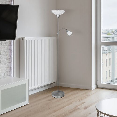 Lampadar Harmony, 1 x E27 + 1 x E14, crom satin
