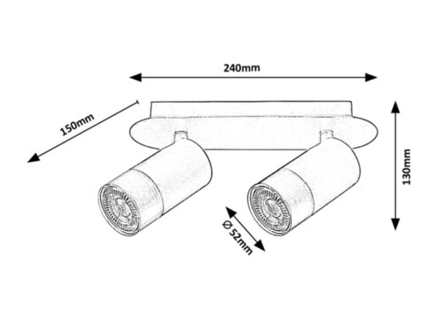 Spot Zircon, 2 x GU10, negru mat