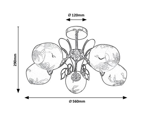 Lustra Fauna, 5 x E27, auriu