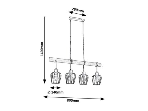 Pendul Fabian, 4 x E27, Negru