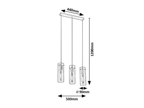 Pendul Acantha, 3 x E27, Negru