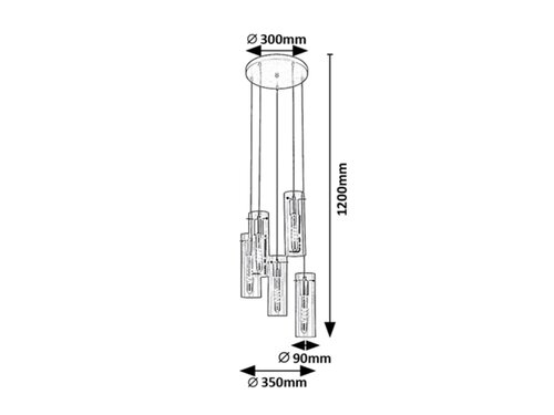 Pendul Acantha, 5 x E27, Negru