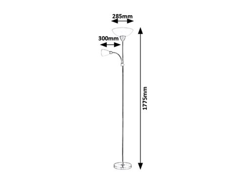 Lampadar Diana, 1 x E27 + 1 x E14, crom satin