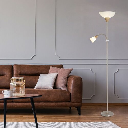 Lampadar Diana, 1 x E27 + 1 x E14, crom satin