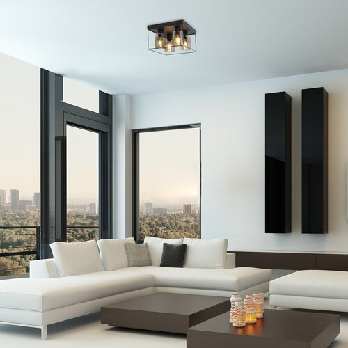 Plafoniera Chadwick, 4 x E27, negru