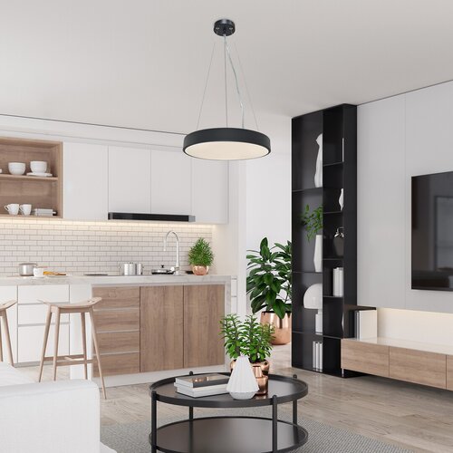 Pendul LED Tesia, 36W, lumina calda (3000K), Negru