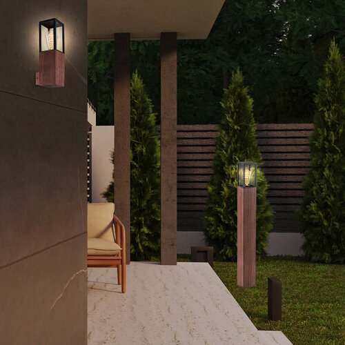 Lampadar Wales, 1 x E27, stejar, IP44