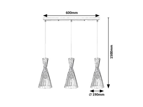 Pendul Leandros, 3 x E27, Negru