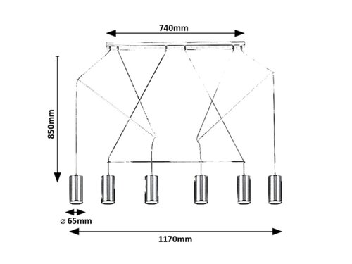 Pendul Aslaug, 6 x GU10, Negru
