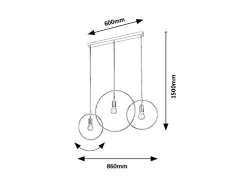 Pendul Dilara, 3 x E27, Negru