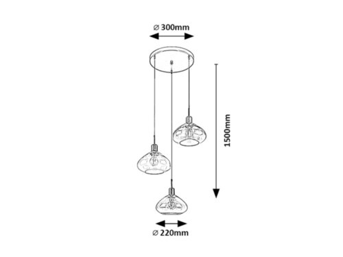 Pendul Dvora, 3 x E27, Negru