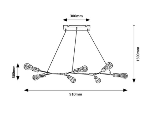 Pendul Branwen, 7 x E27, Negru