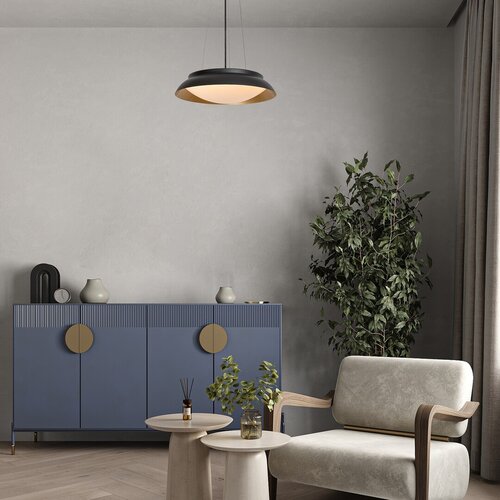 Pendul LED Hafsa, 24W, lumina calda (3000K), Negru