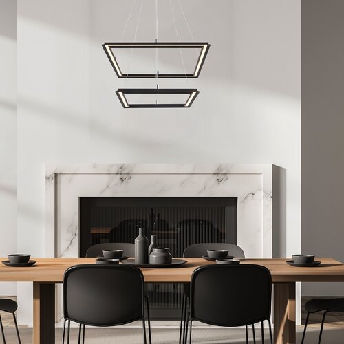 Pendul LED Sidona, 48W, lumina calda (3000K), Negru
