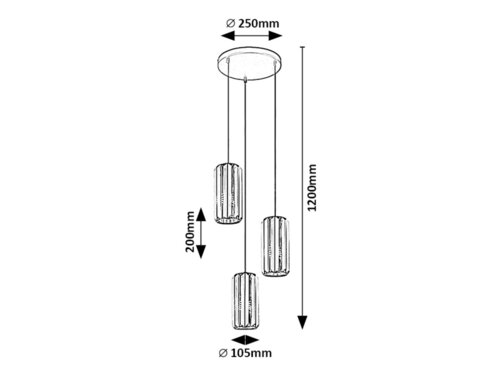 Pendul Veness, 3 x E27, Negru