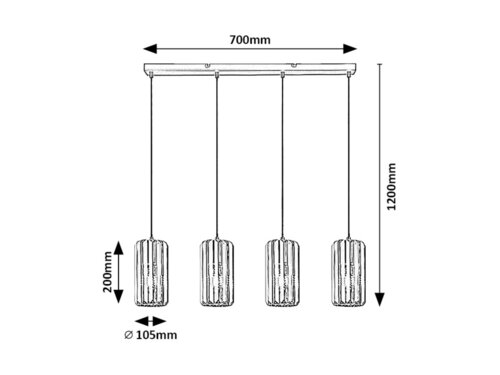 Pendul Veness, 4 x E27, Negru