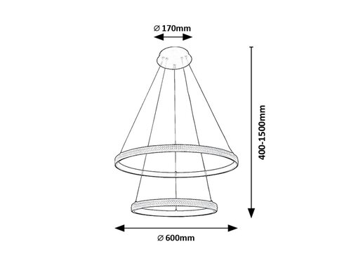 Pendul LED Grete, 60W, lumina calda (3000K), Negru