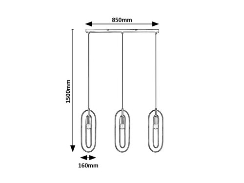 Pendul Rovier, 3 x E27, Negru