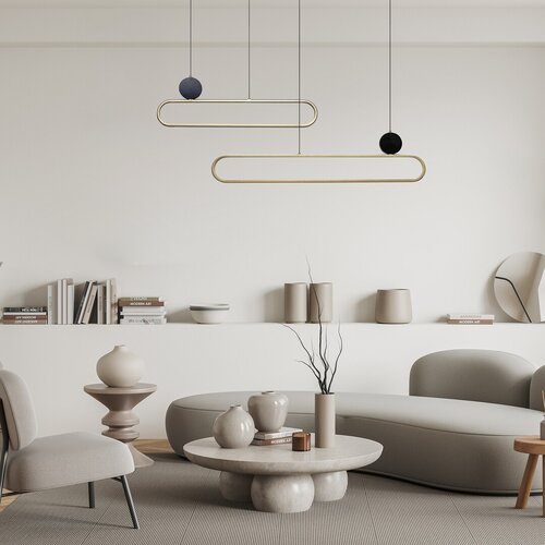 Pendul LED Circado, 48W, lumina calda (3000K), Negru/Auriu