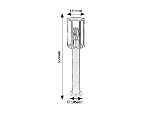 Lampadar Dubrovnik, 1 x E27, negru mat, IP44