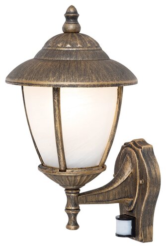 Aplica Madrid cu senzor de miscare, 1 x E27, auriu antic, IP43