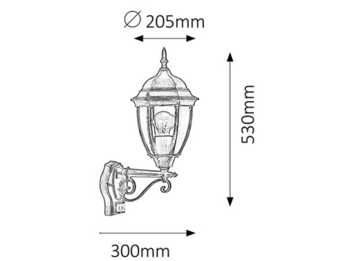 Aplica Toronto cu senzor de miscare, 1 x E27, auriu antic, IP44