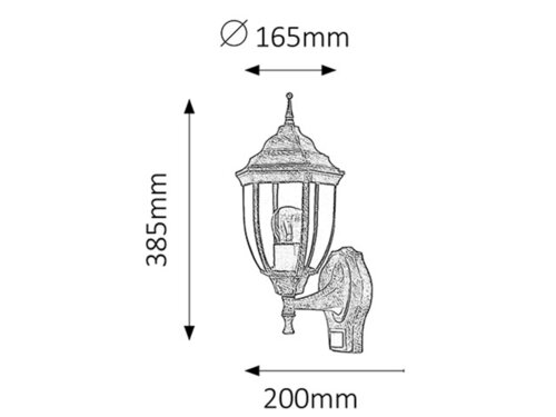 Aplica Nizza cu senzor de miscare, 1 x E27, auriu antic, IP43