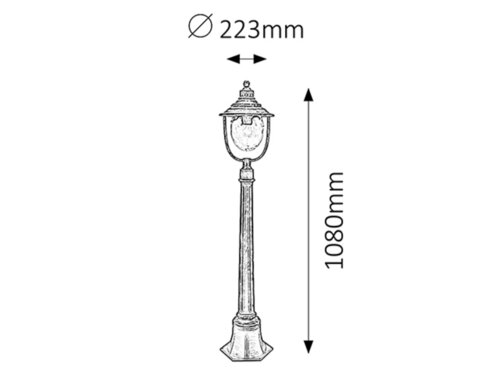 Lampadar Barcelona, 1 x E27, auriu antic, IP43